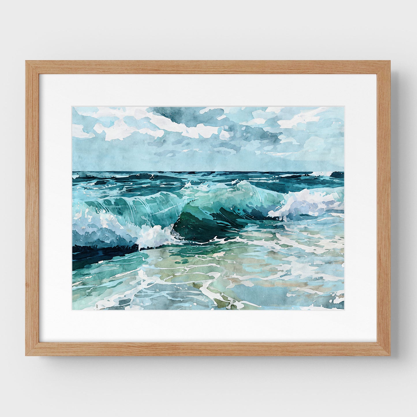 Breaking Wave Ocean Watercolor Print