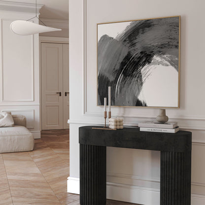 Black and Grey Curved Brushstrokes Print