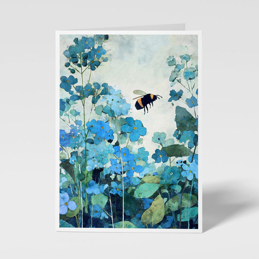 Bumbleee and Forget-Me-Nots Note Card