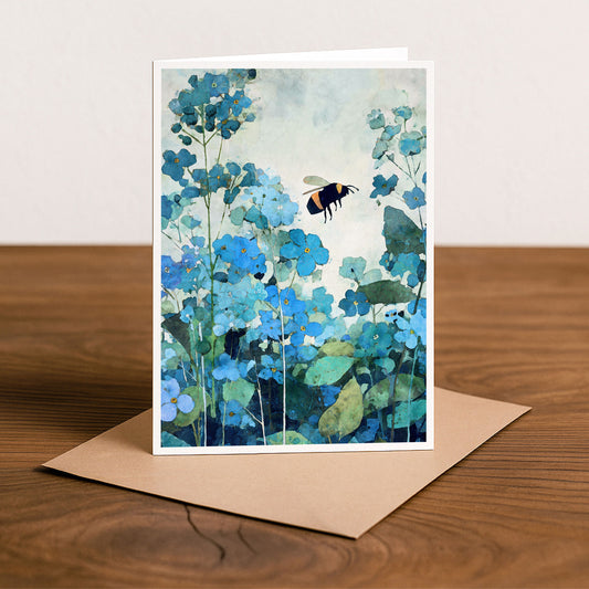 Bumbleee and Forget-Me-Nots Note Card