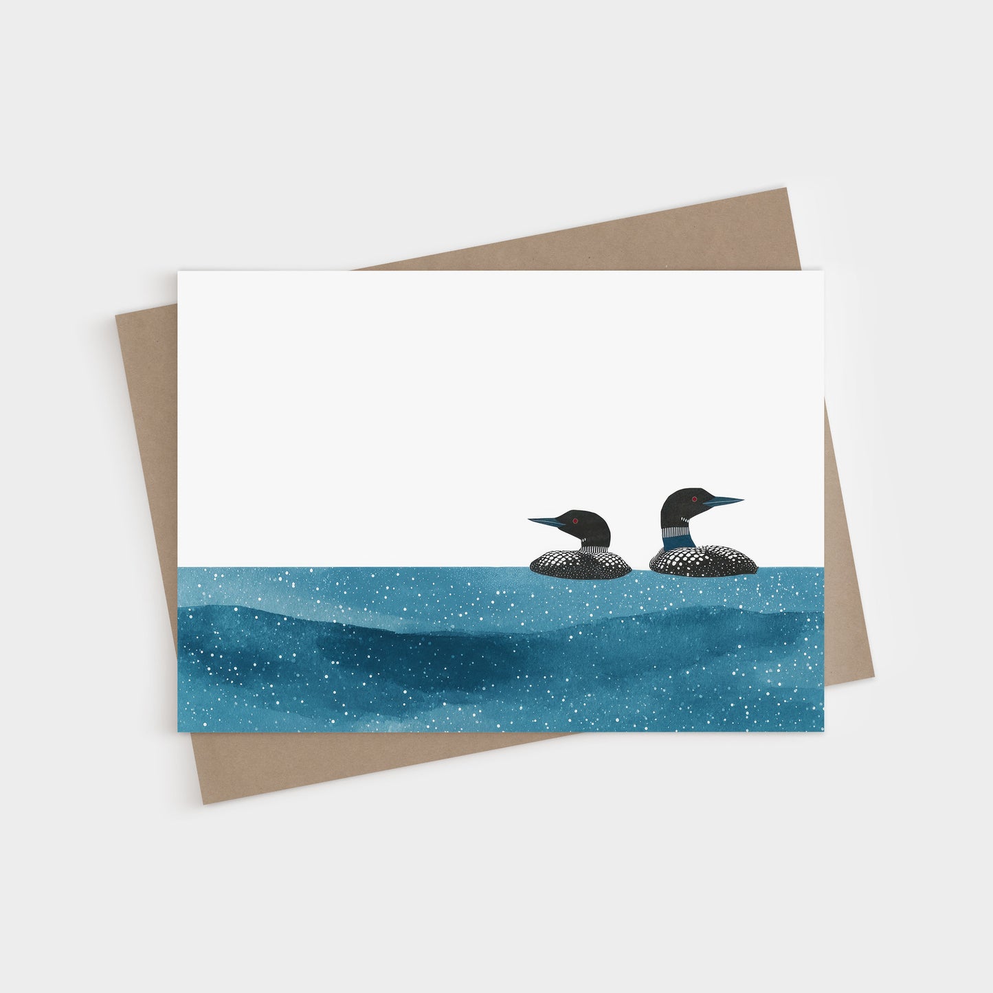 Minimalist Loon Pair Watercolor Note Cards