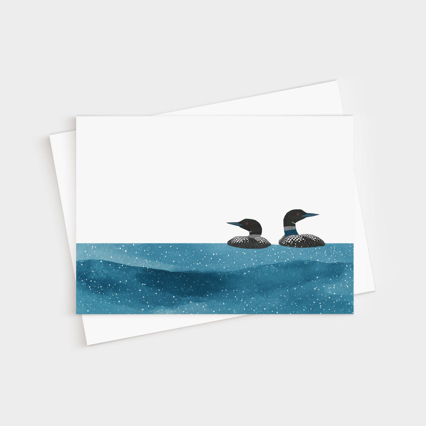 Minimalist Loon Pair Watercolor Note Cards
