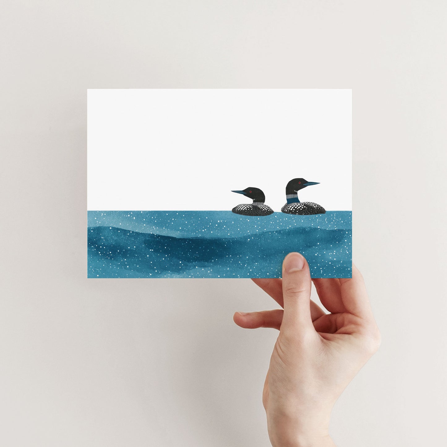 Minimalist Loon Pair Watercolor Note Cards