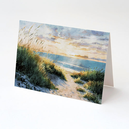 Beach Path Sunset Watercolor Note Cards