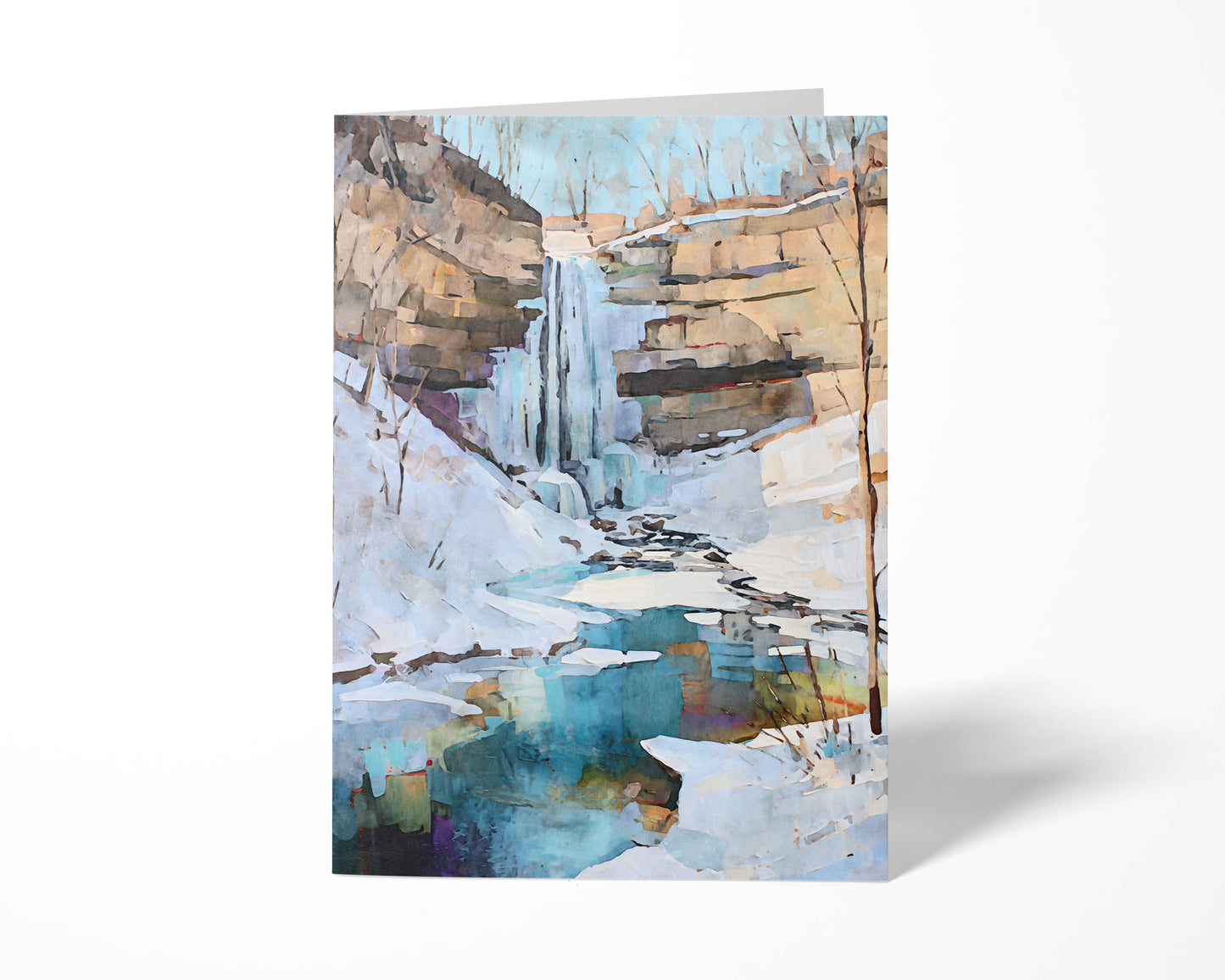 Watercolor Minnehaha Falls Winter Note Cards