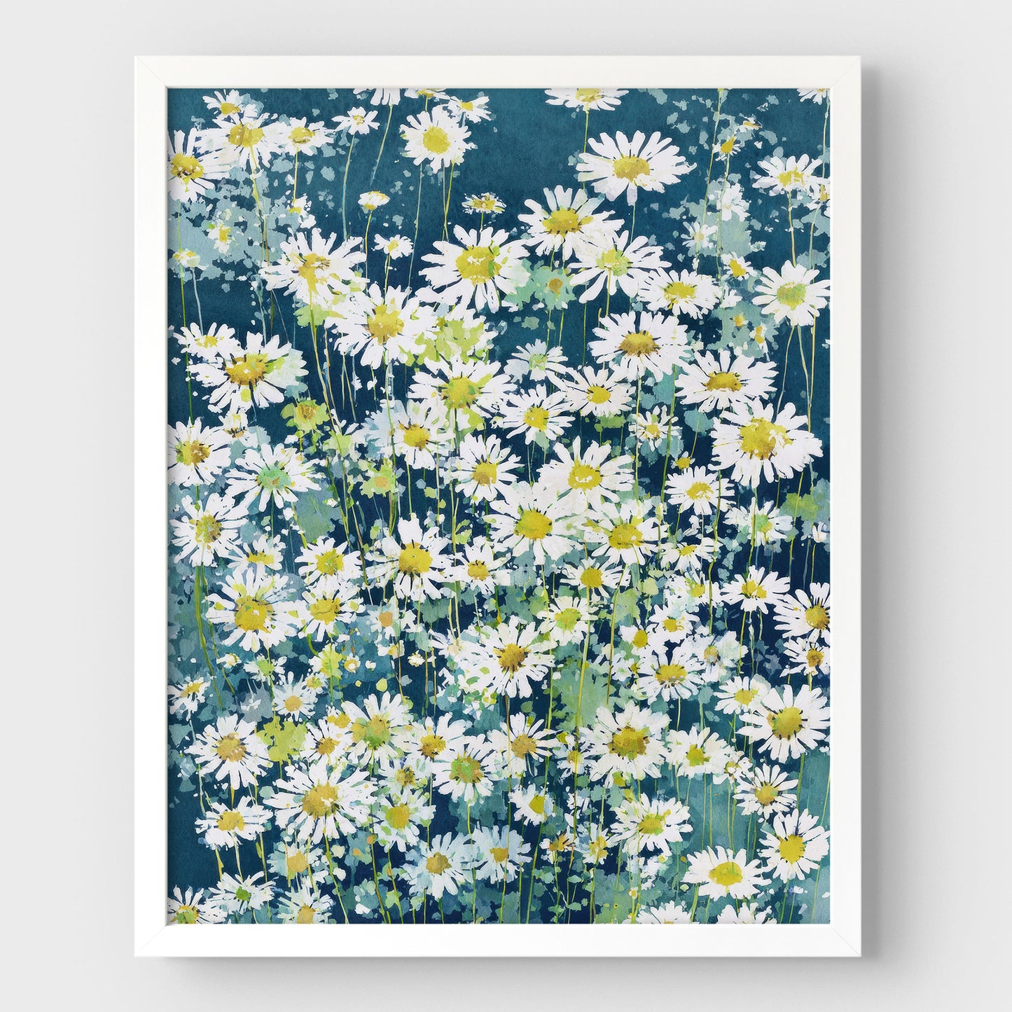 Wild Chamomile Daisies Watercolor Art Print