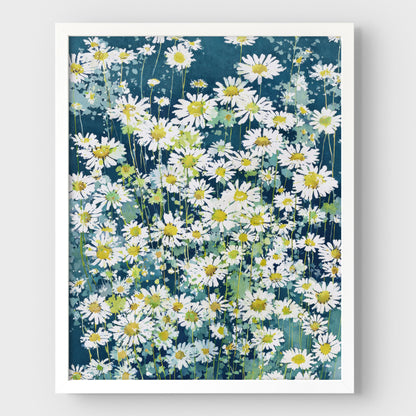Wild Chamomile Daisies Watercolor Art Print