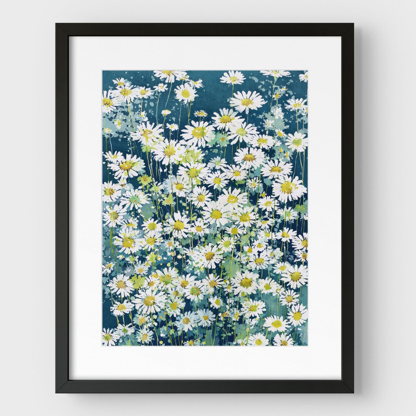 Wild Chamomile Daisies Watercolor Art Print