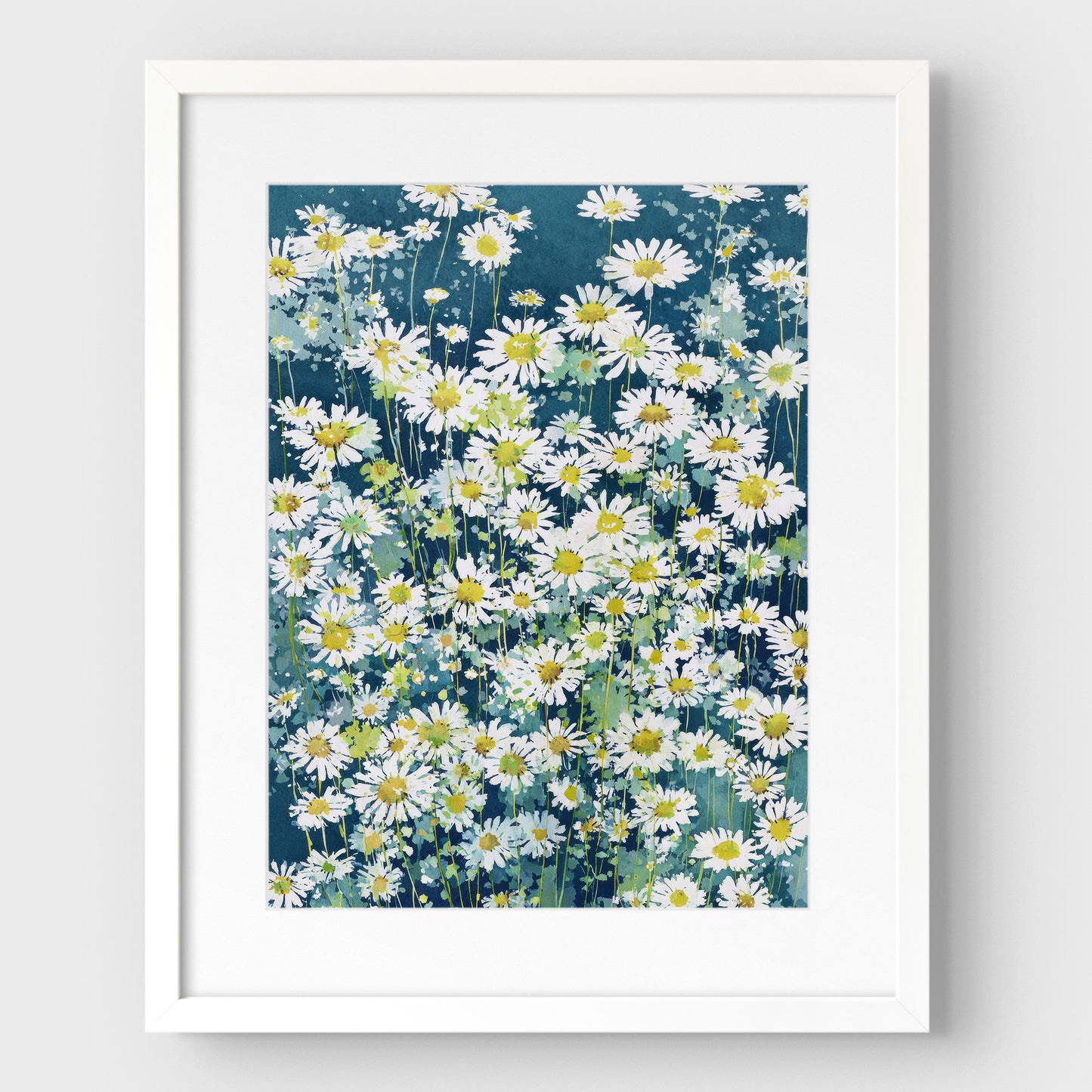 Wild Chamomile Daisies Watercolor Art Print