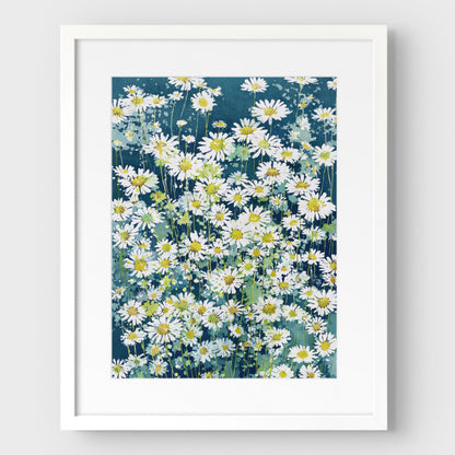 Wild Chamomile Daisies Watercolor Art Print