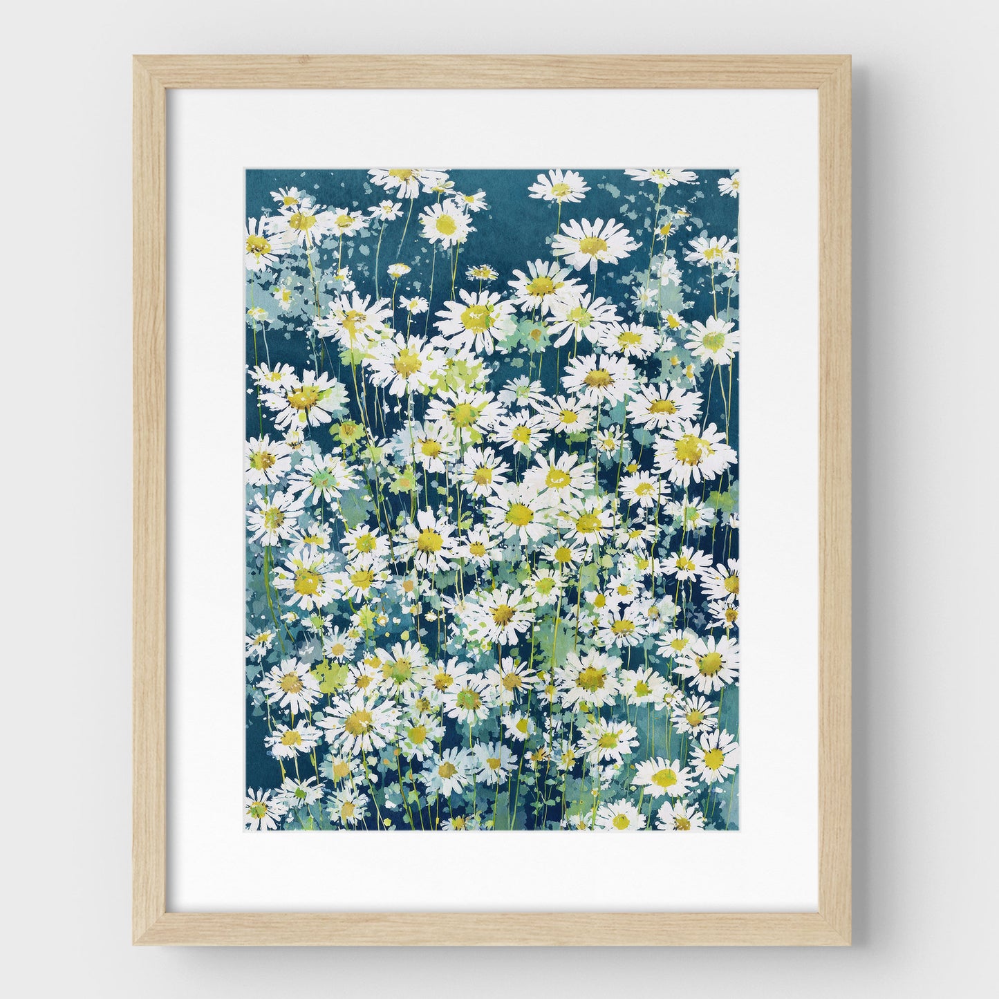 Wild Chamomile Daisies Watercolor Art Print