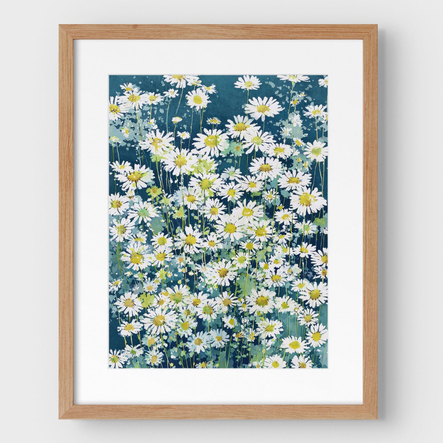 Wild Chamomile Daisies Watercolor Art Print