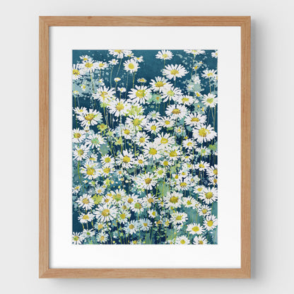 Wild Chamomile Daisies Watercolor Art Print
