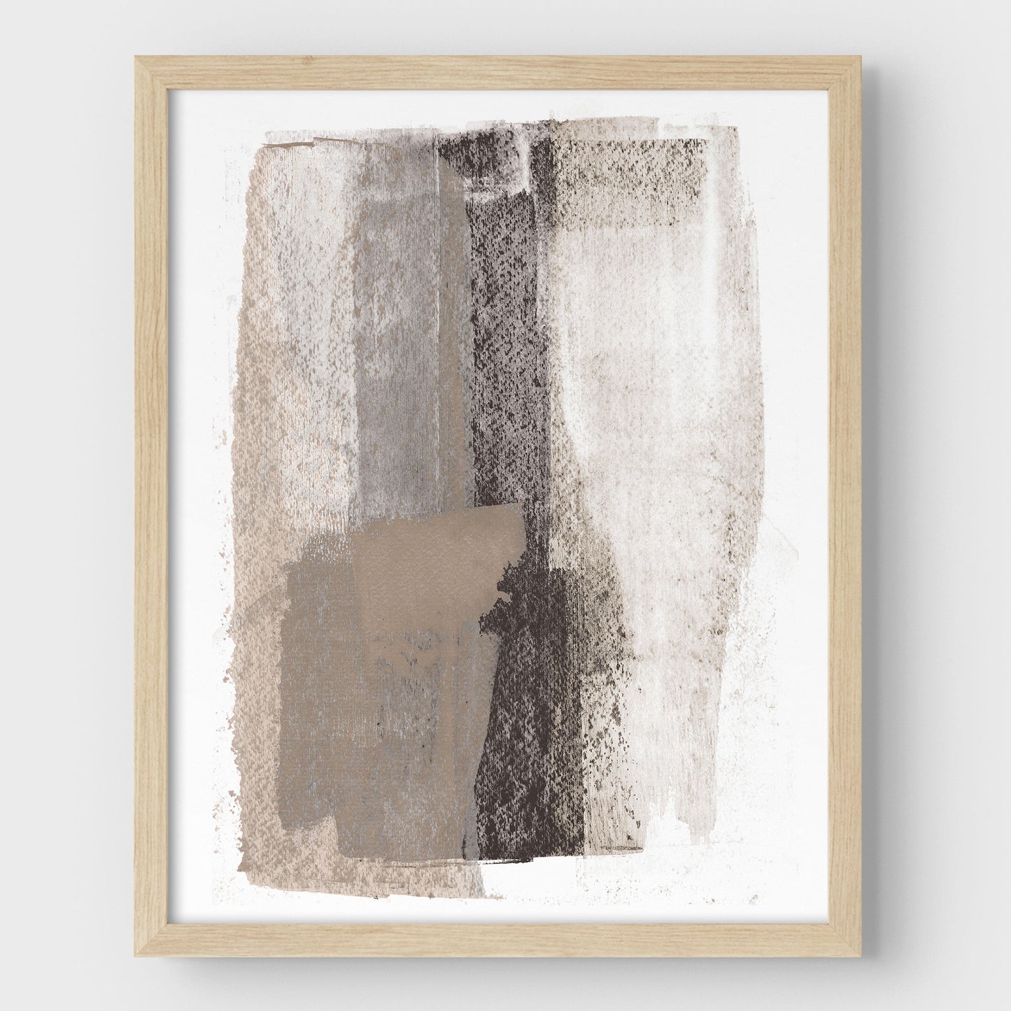 Taupe and Charcoal Abstract Painting Print