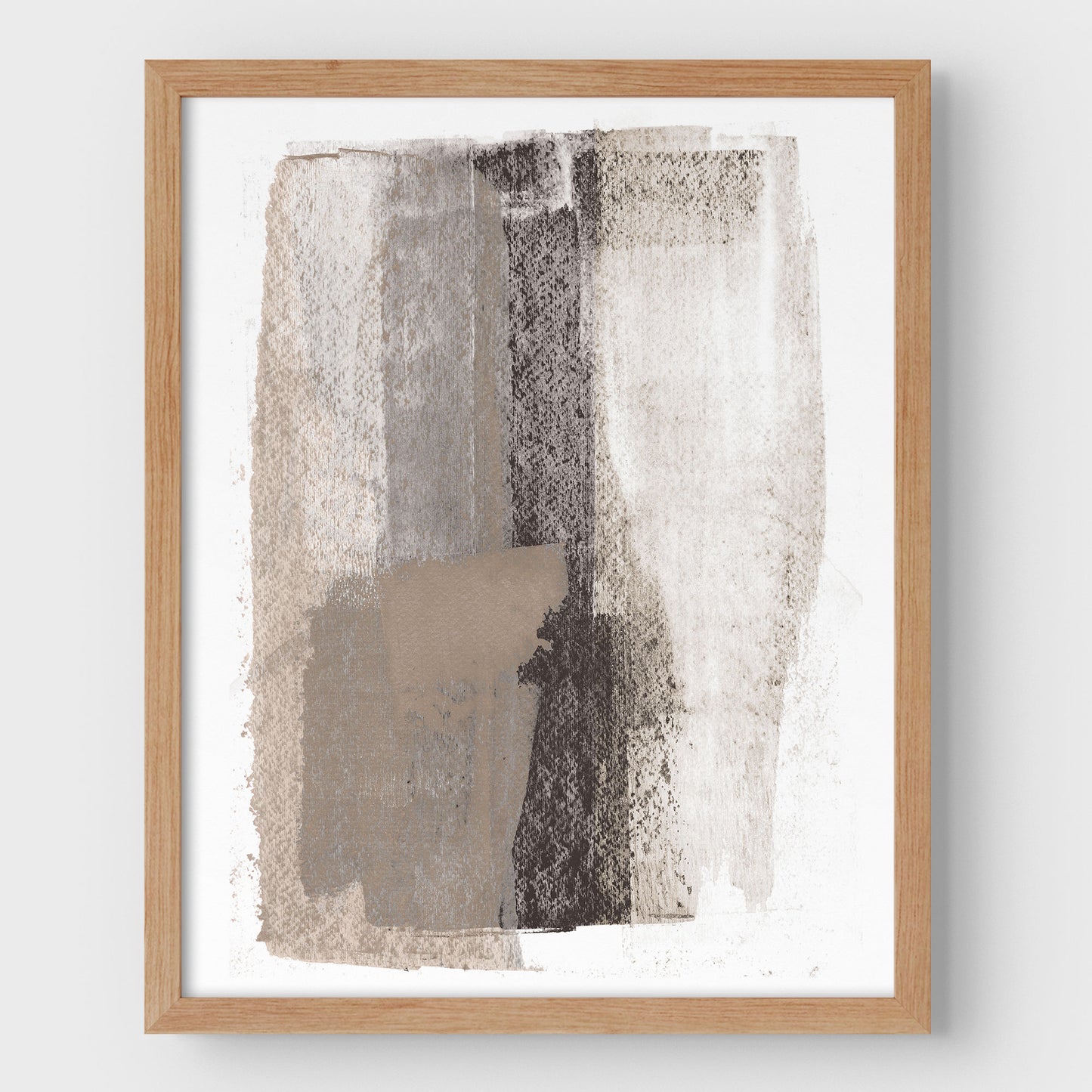 Taupe and Charcoal Abstract Painting Print