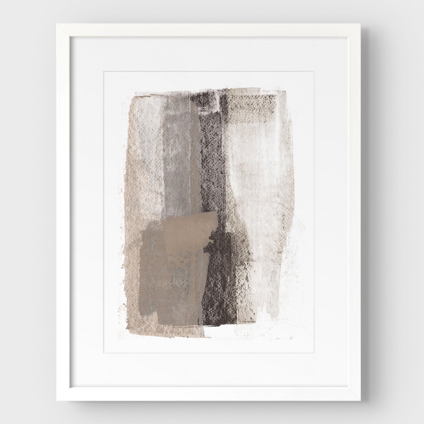 Taupe and Charcoal Abstract Painting Print