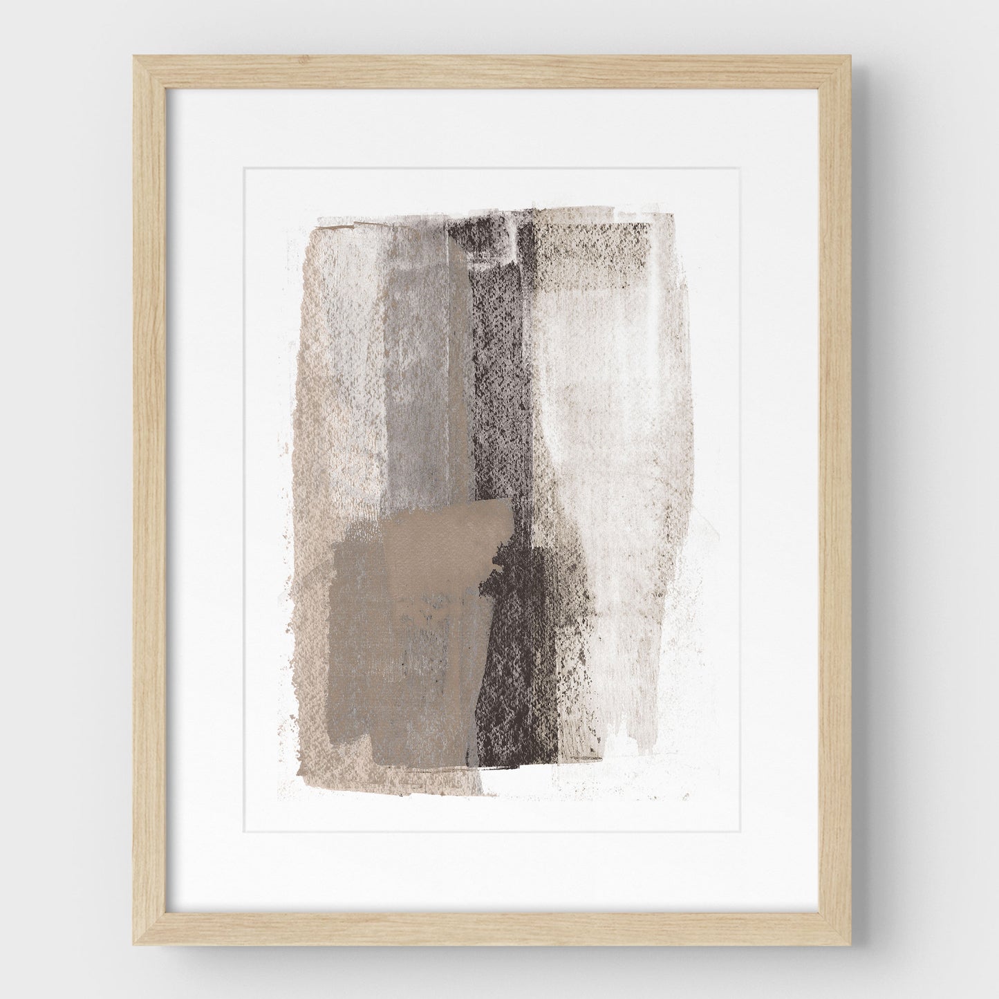 Taupe and Charcoal Abstract Painting Print