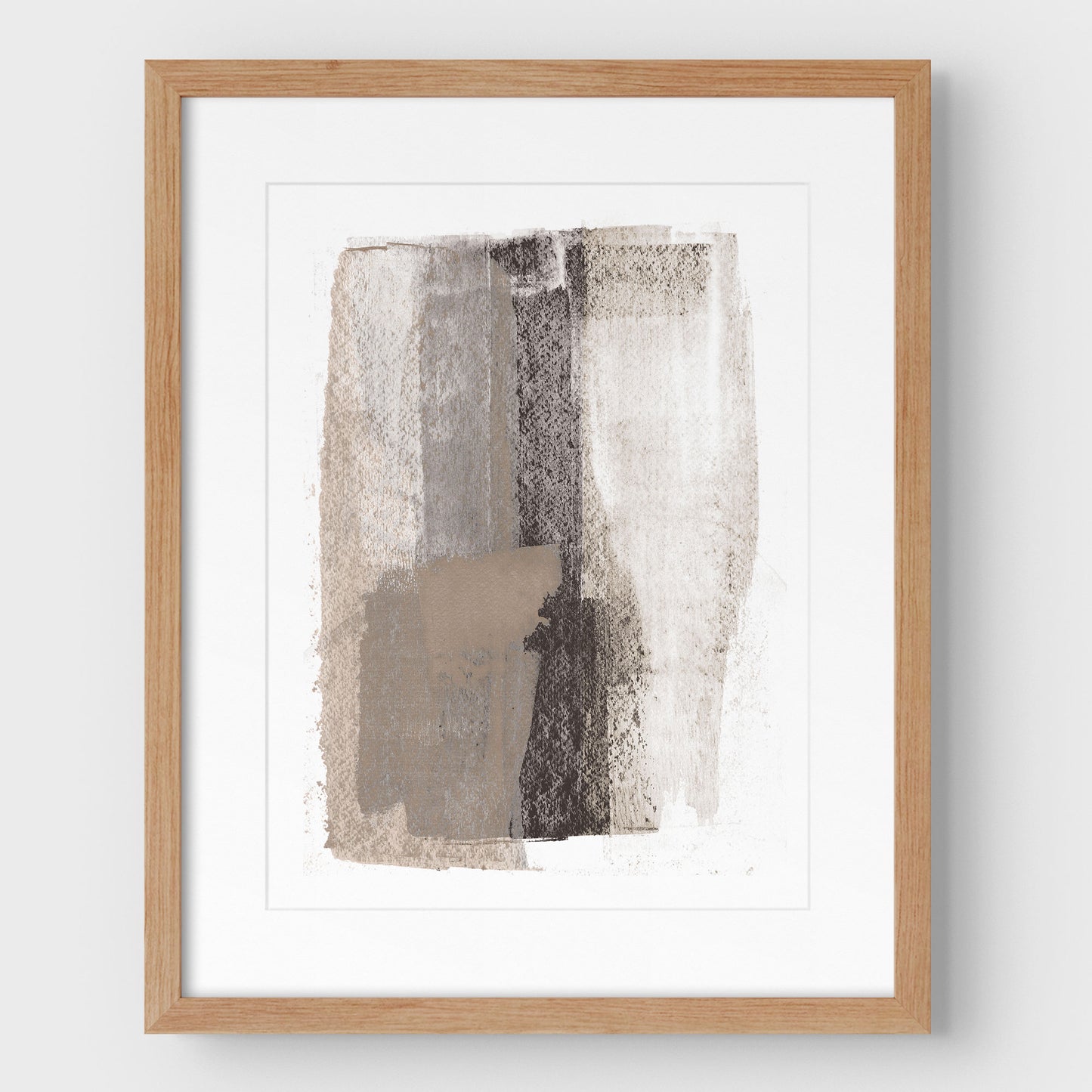 Taupe and Charcoal Abstract Painting Print