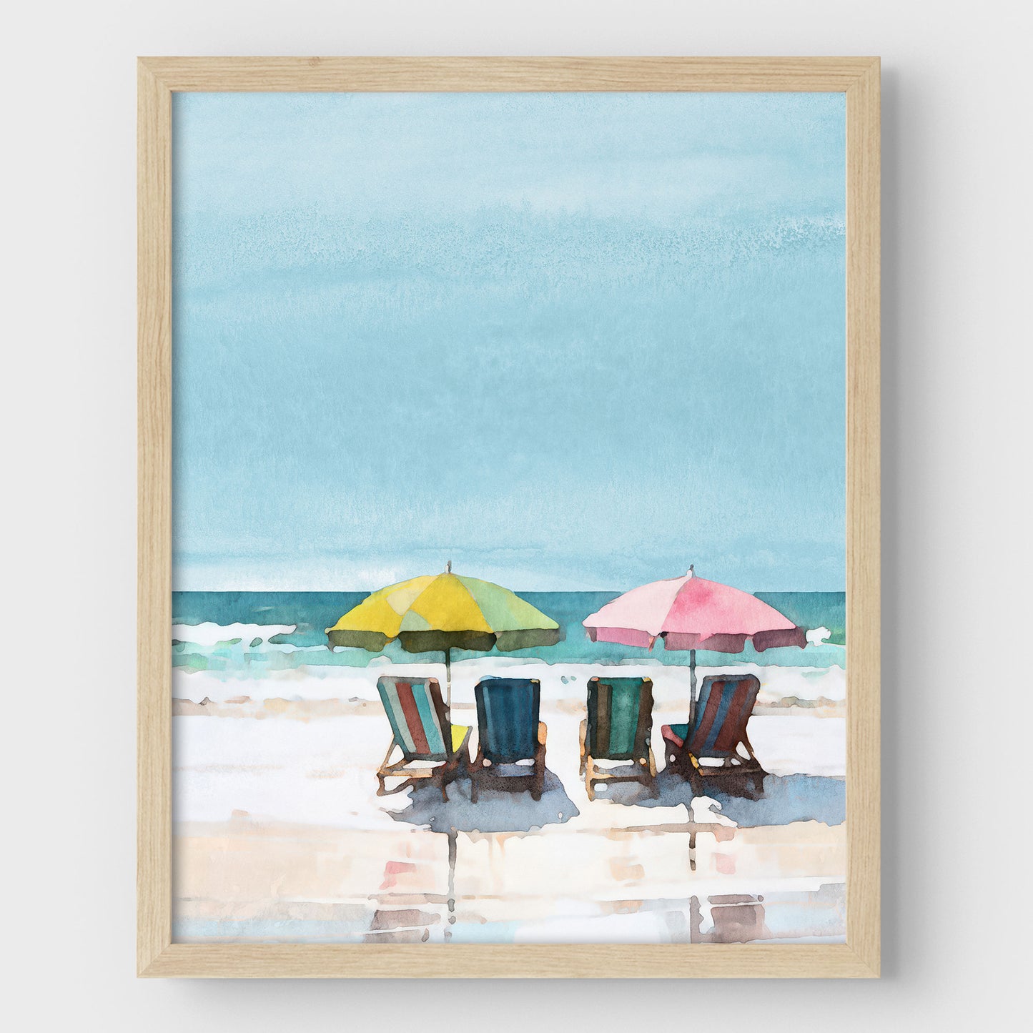 Colorful Beach Chairs and Umbrellas Print