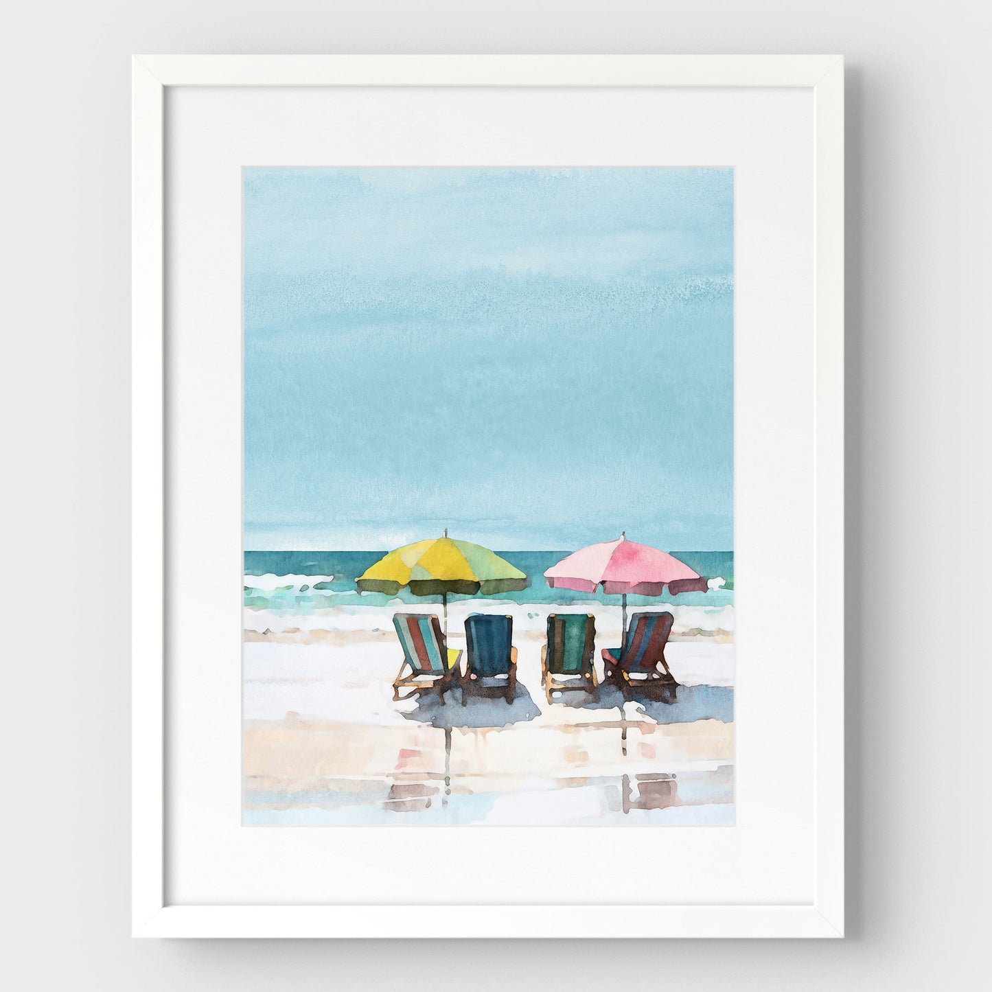 Colorful Beach Chairs and Umbrellas Print