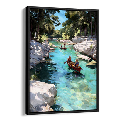 Canoes on a Creek Watercolor Landscape Art Print