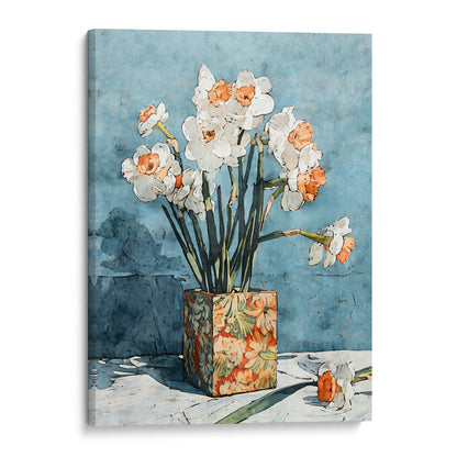 Daffodils in Floral Vase Watercolor Still Life Print