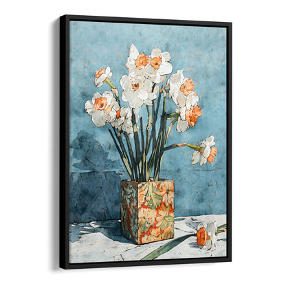 Daffodils in Floral Vase Watercolor Still Life Print