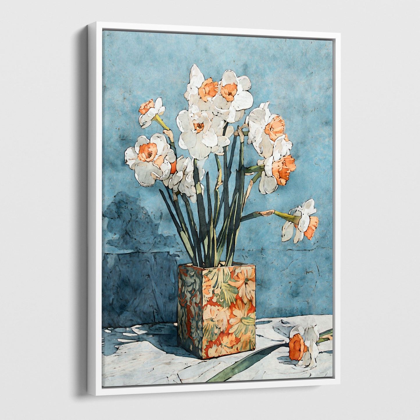 Daffodils in Floral Vase Watercolor Still Life Print