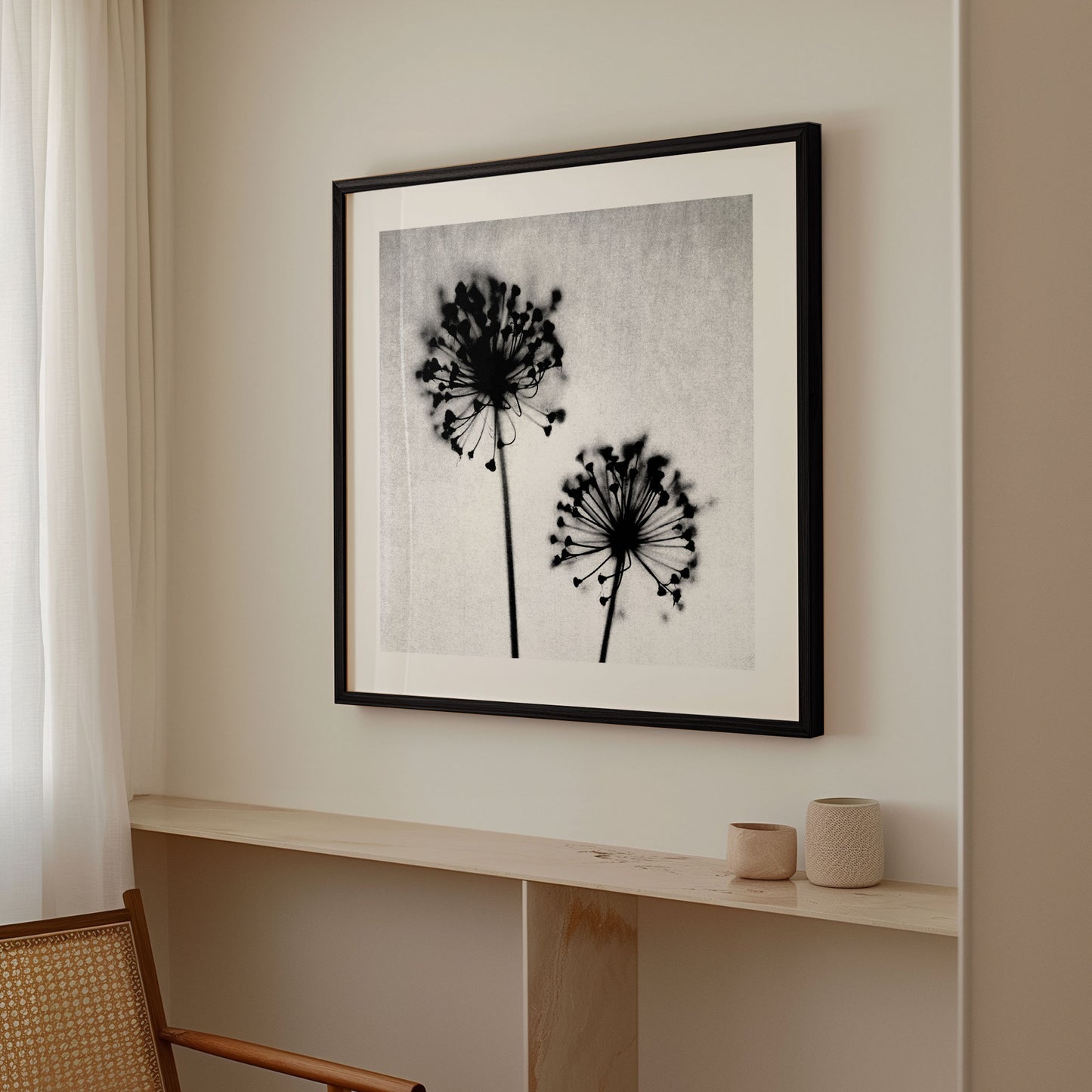 Black and White Dandelion Print