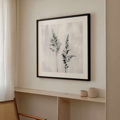 Black and White Wildflower Print