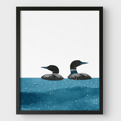 Blue Lake Watercolor Loon Print
