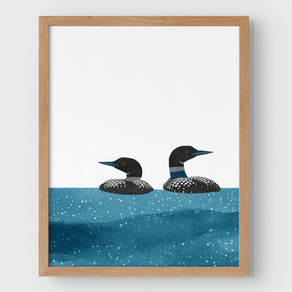 Blue Lake Watercolor Loon Print
