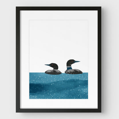 Blue Lake Watercolor Loon Print
