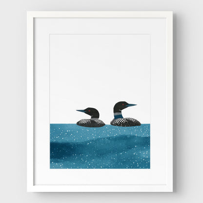 Blue Lake Watercolor Loon Print