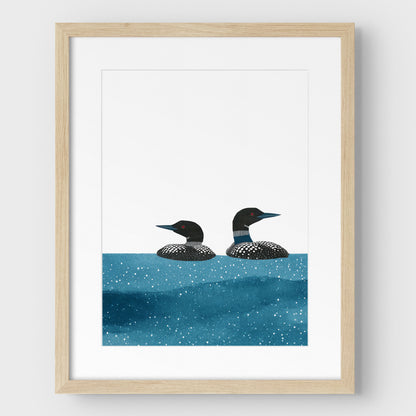 Blue Lake Watercolor Loon Print