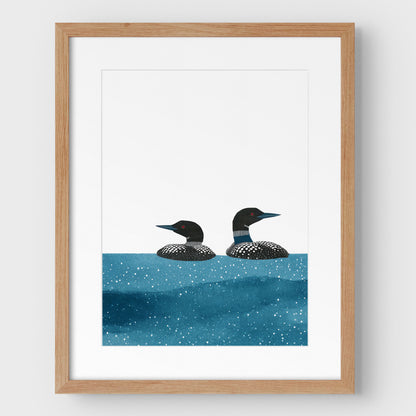 Blue Lake Watercolor Loon Print