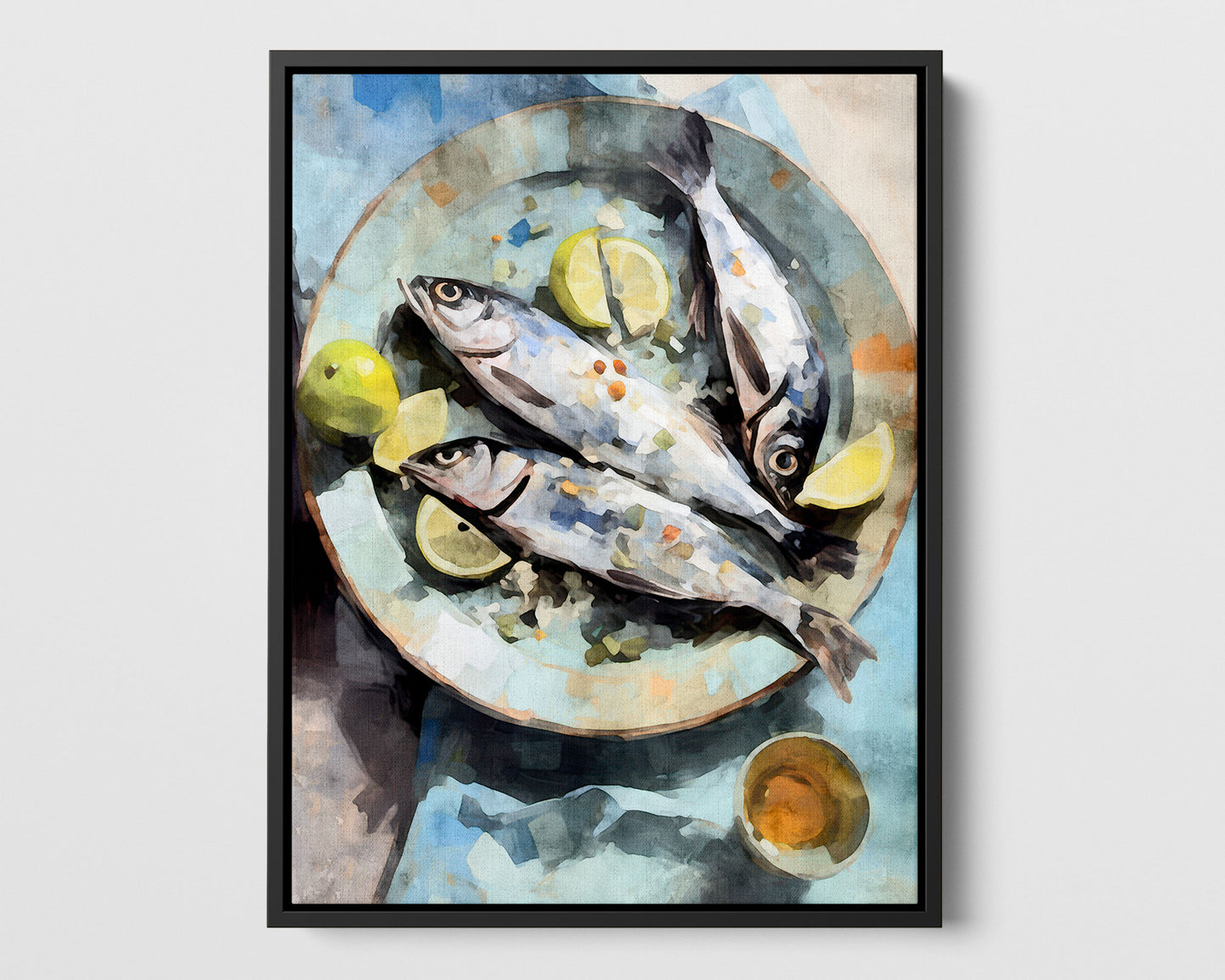 Fish on Plate Impressionist Still Life Print