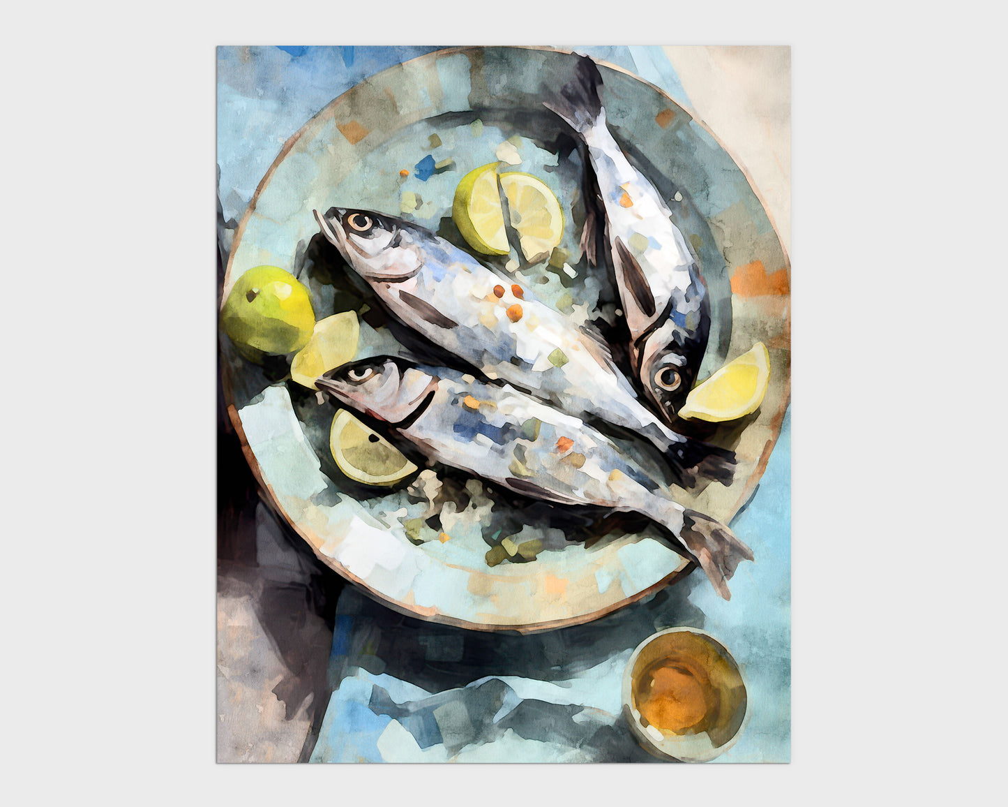 Fish on Plate Impressionist Still Life Print