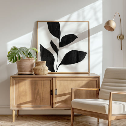 Five Leaf Plant Silhouette Print