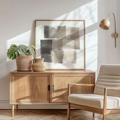 Beige and Grey Blocks Print