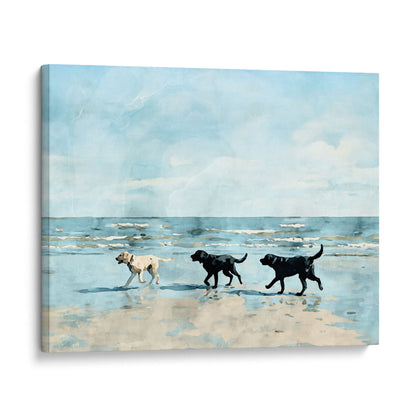 Labrador Retrievers on a Beach Art Print
