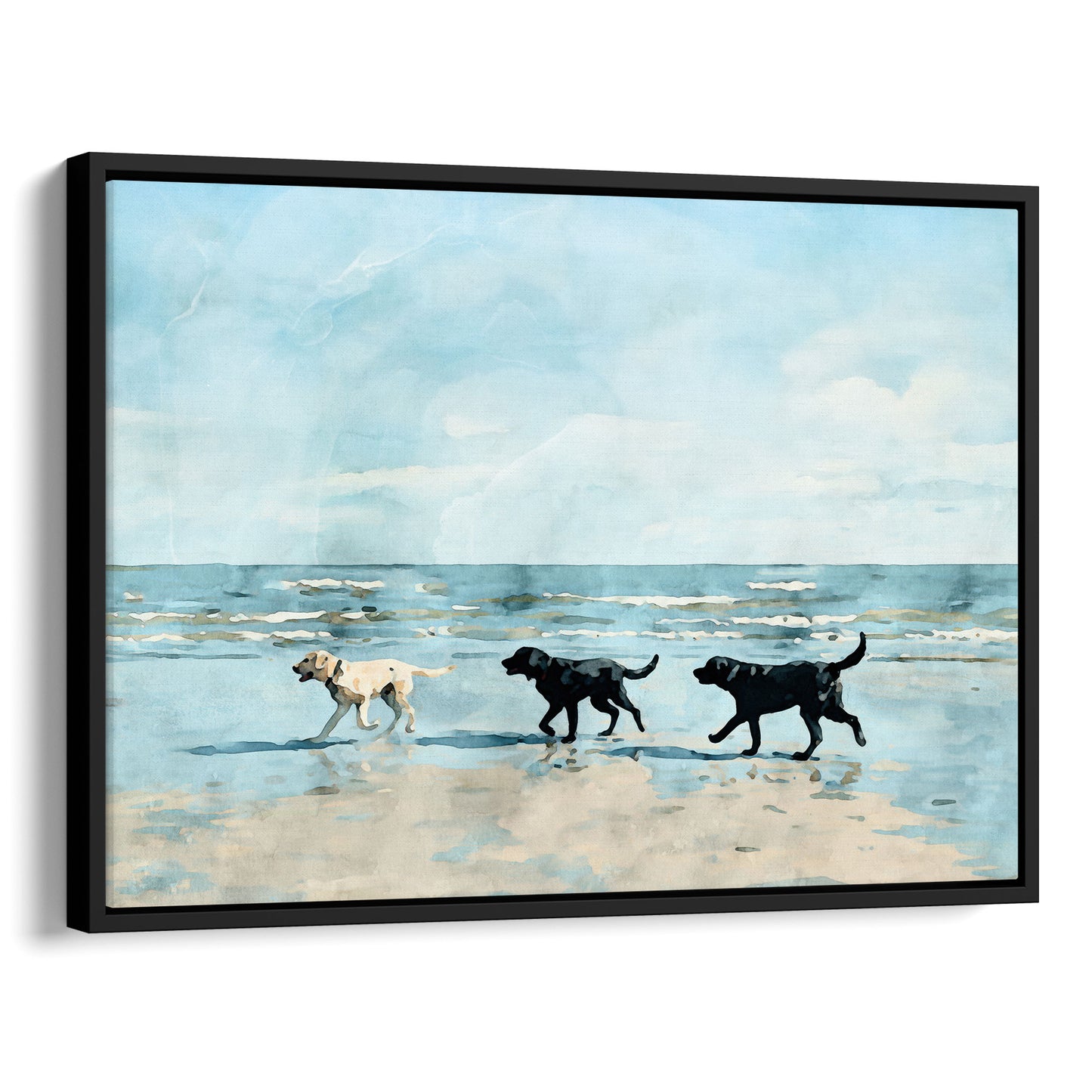 Labrador Retrievers on a Beach Art Print