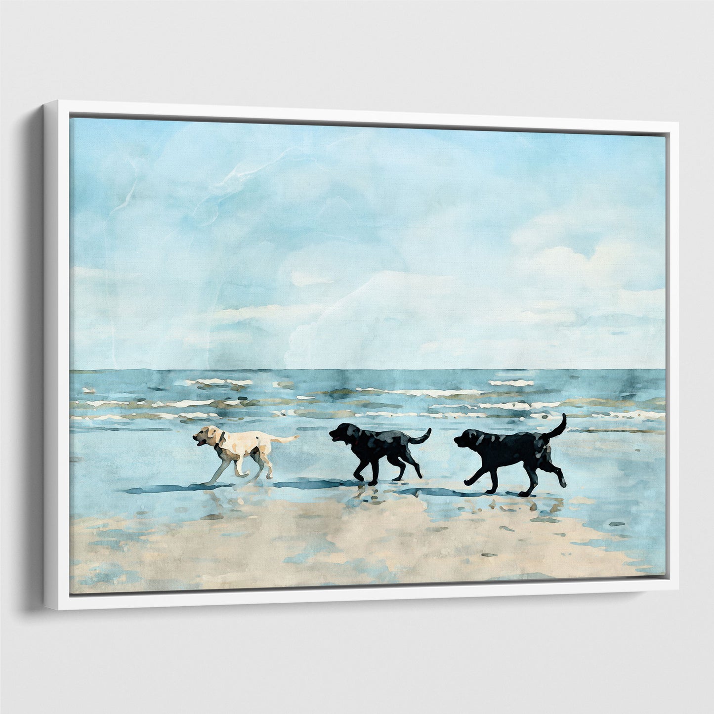Labrador Retrievers on a Beach Art Print