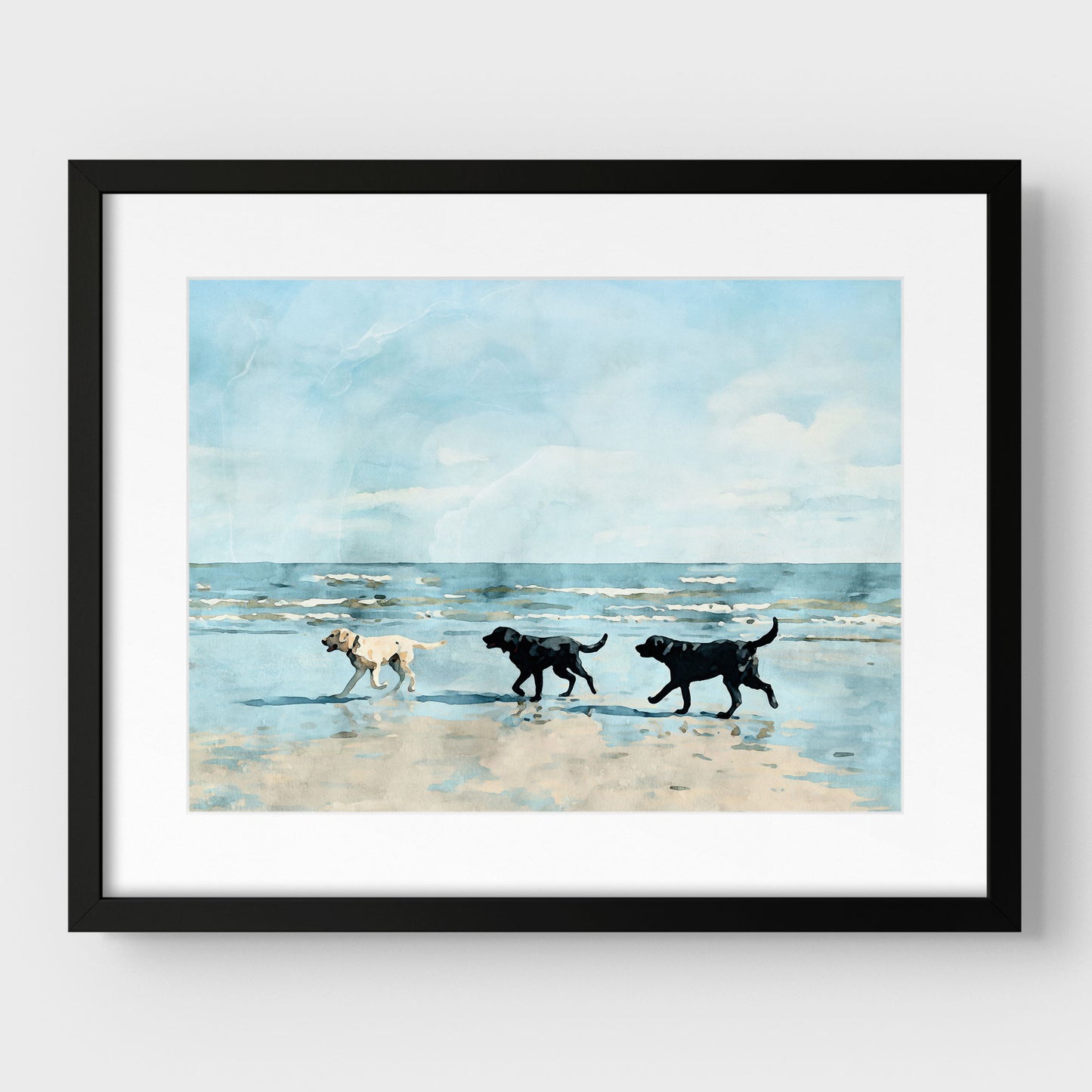 Labrador Retrievers on a Beach Art Print