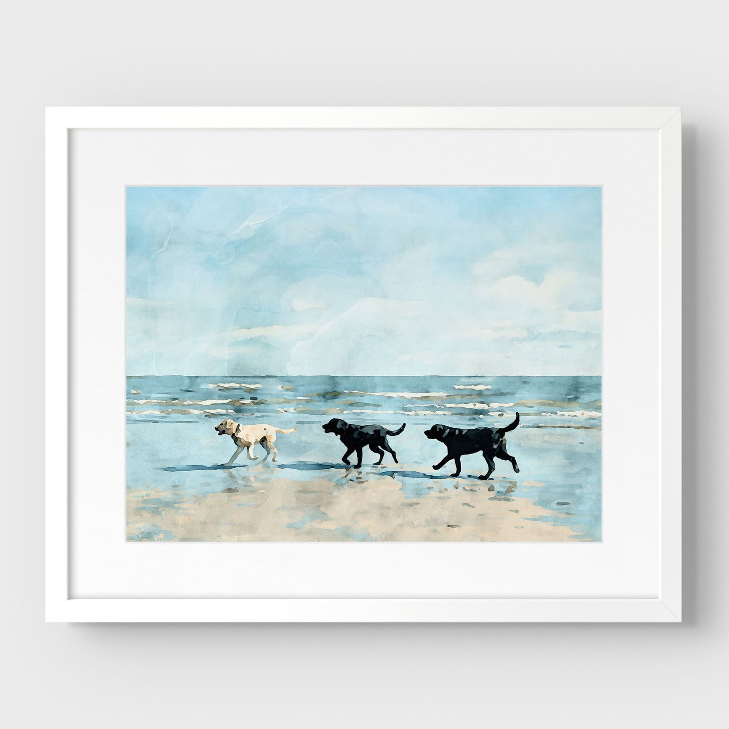 Labrador Retrievers on a Beach Art Print