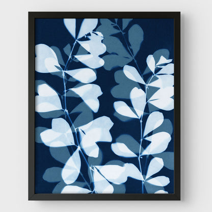 Layered Leaves Cyanotype Print