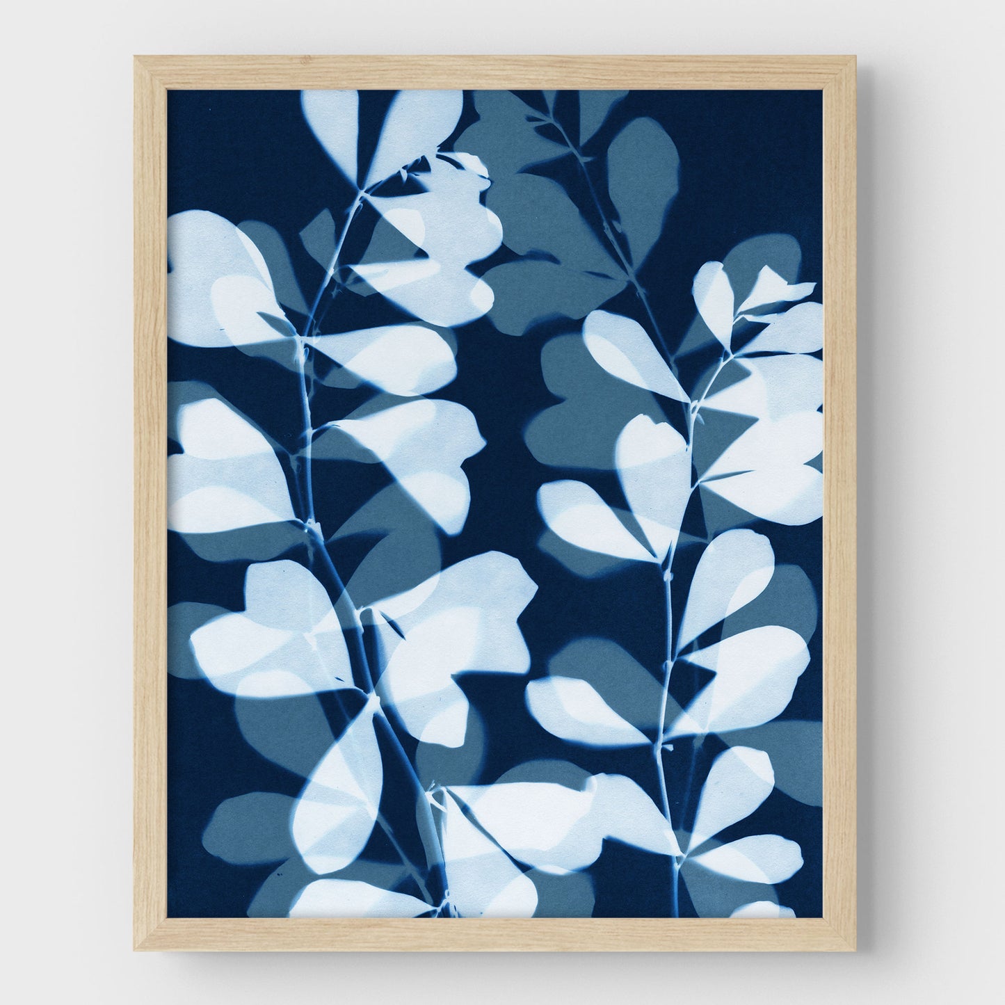 Layered Leaves Cyanotype Print