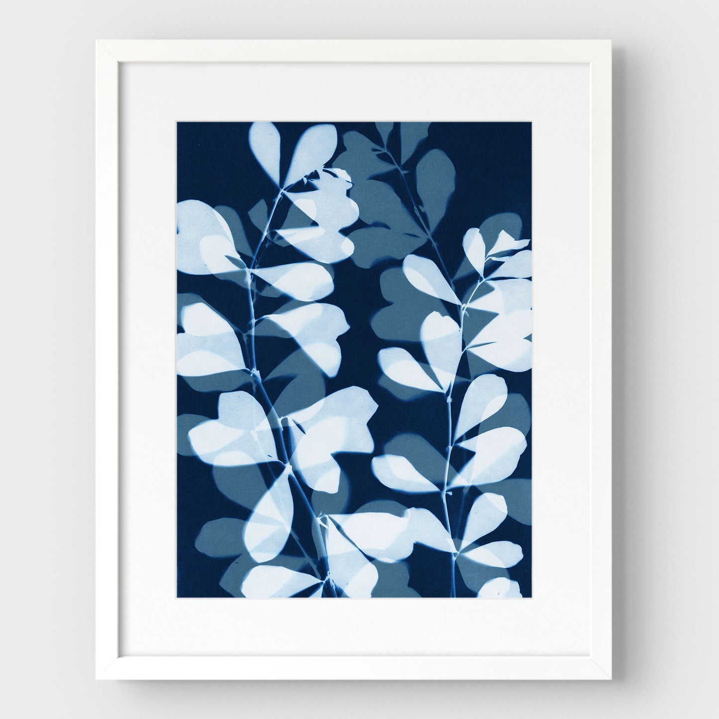 Layered Leaves Cyanotype Print