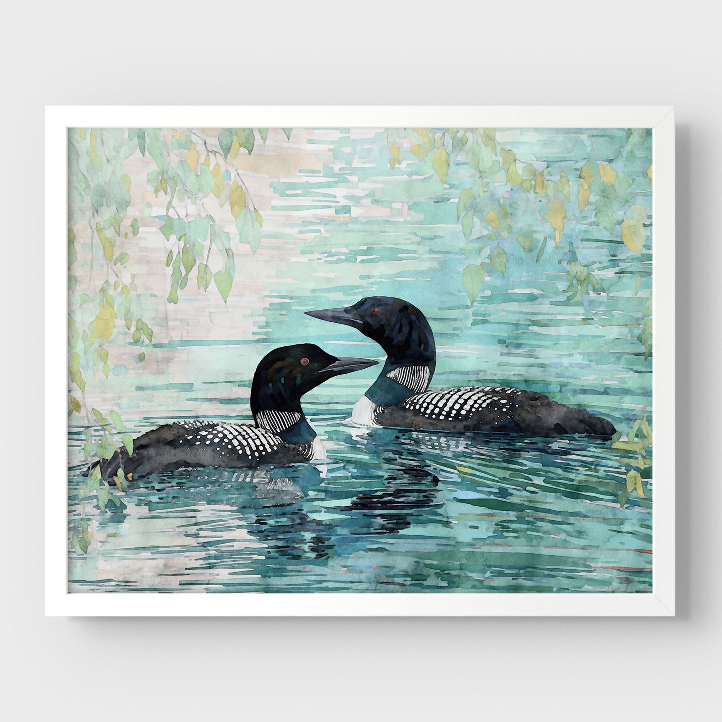Common Loon Pair Watercolor Print
