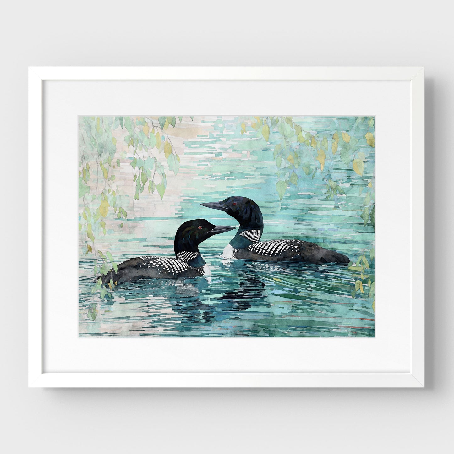 Common Loon Pair Watercolor Print
